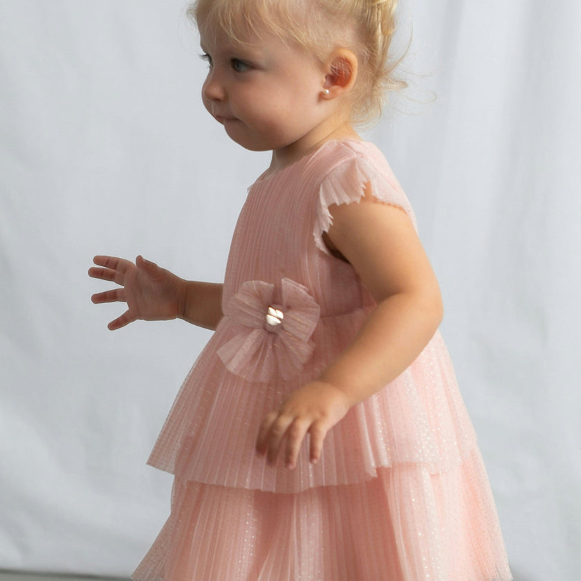 Pink Baby Dress With Glitter Bow