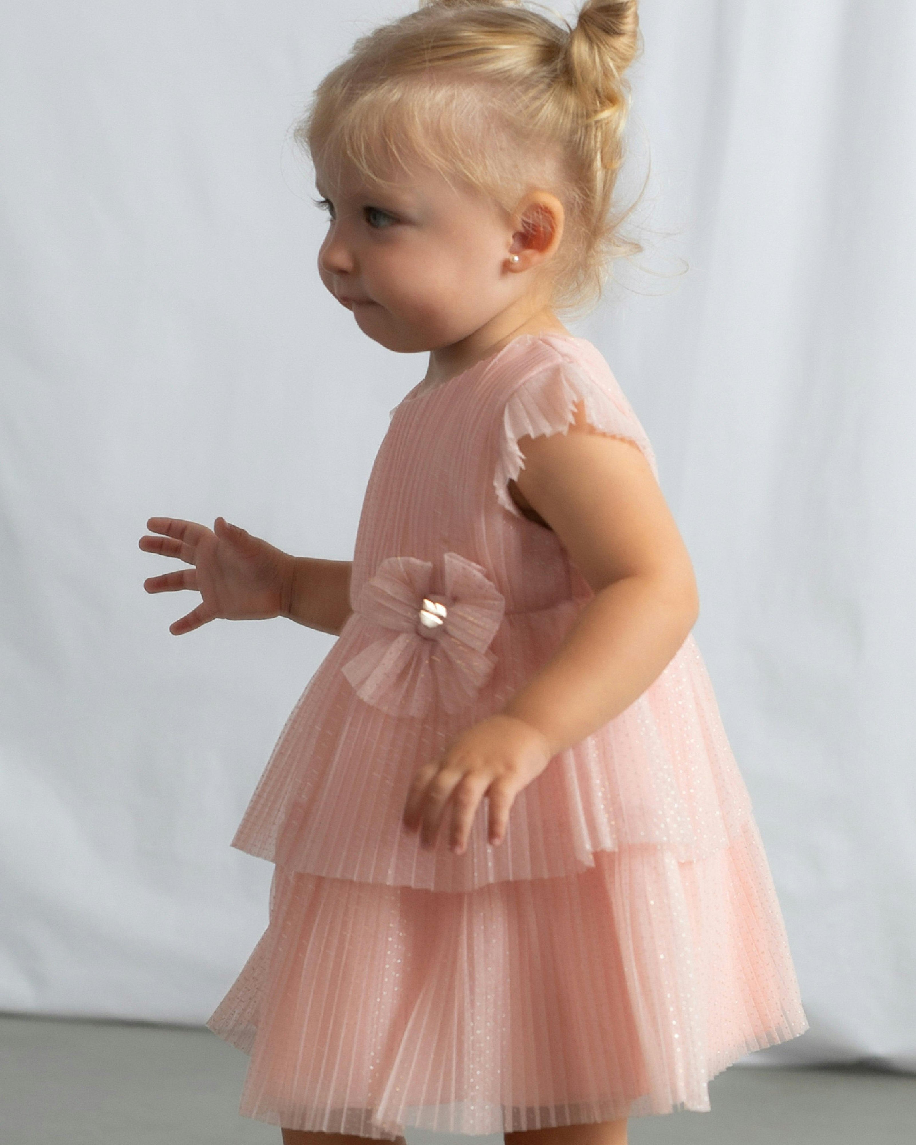 Pink Baby Dress With Glitter Bow