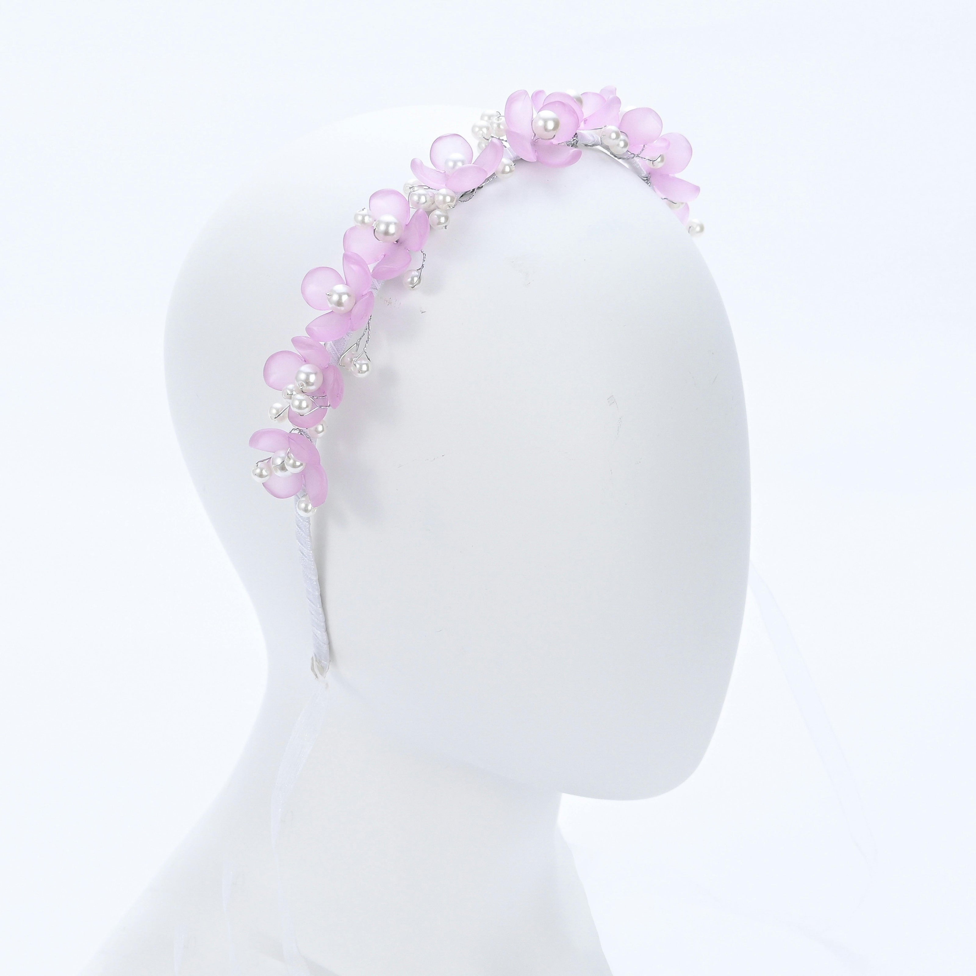 Purple Floral Pearl Headband