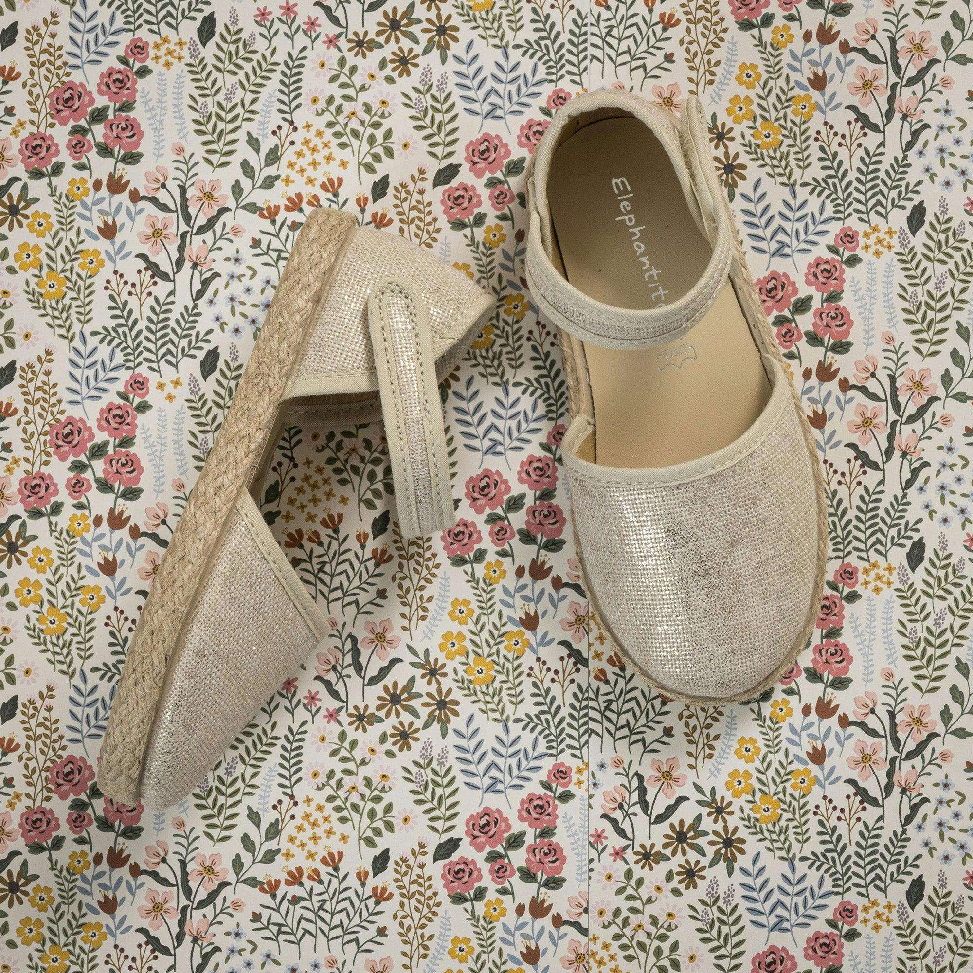 Linen Classic Espadrille | Metallic White