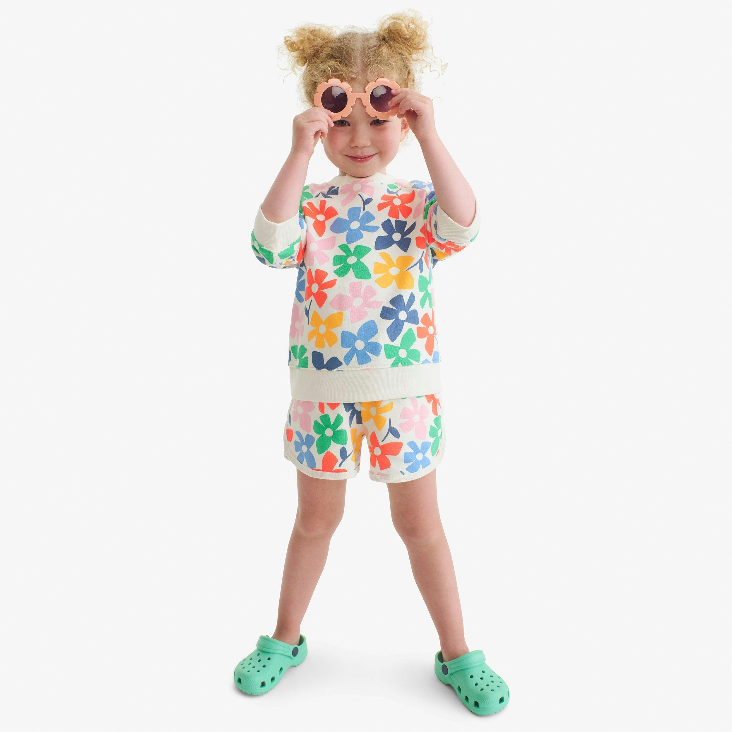 Kids recess short in rainbow blooms