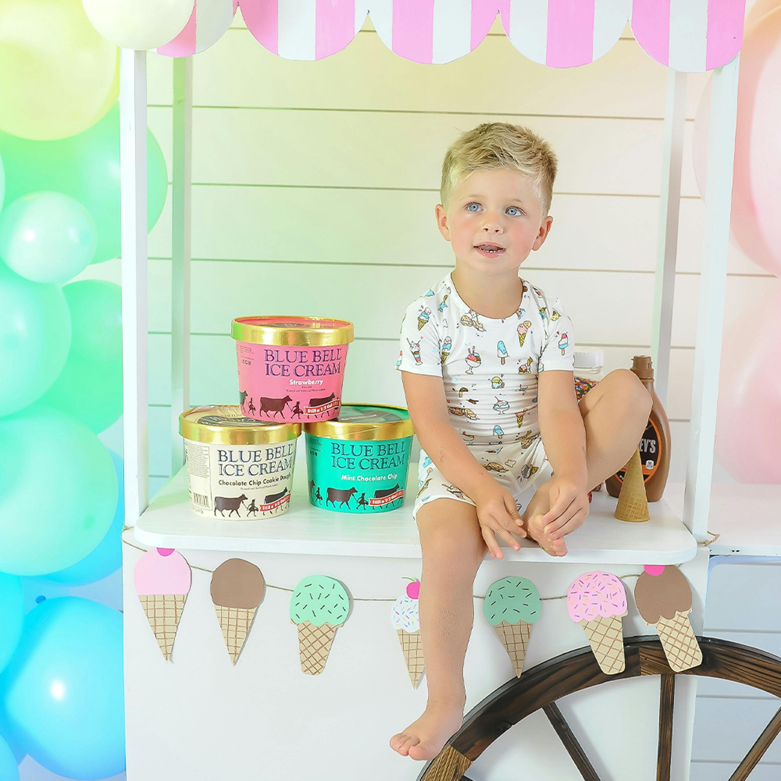 Ice Cream Bamboo Kids Pajama Short Set