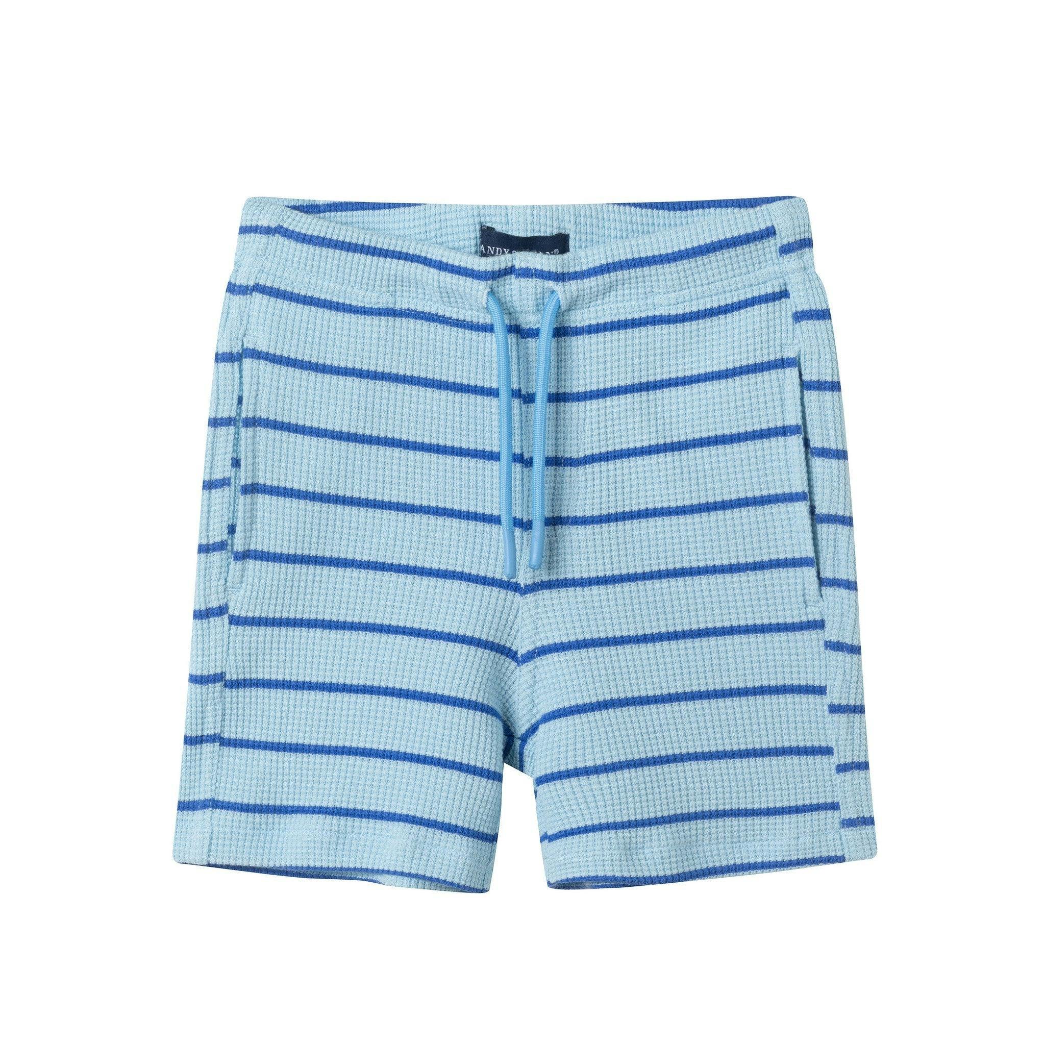 Boys Striped Waffle Polo Set | Blue Shark