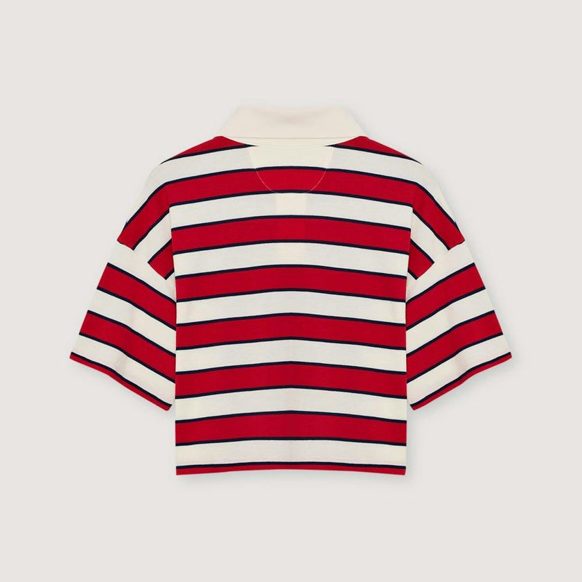Acacia Woman Polo Tulip Red & Midnight Stripes