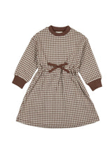 Soft Gingham Contrast Neck & Cuff Long Sleeve Dress
