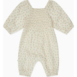 Floral Muslin Smocked Jumpsuit, Cream