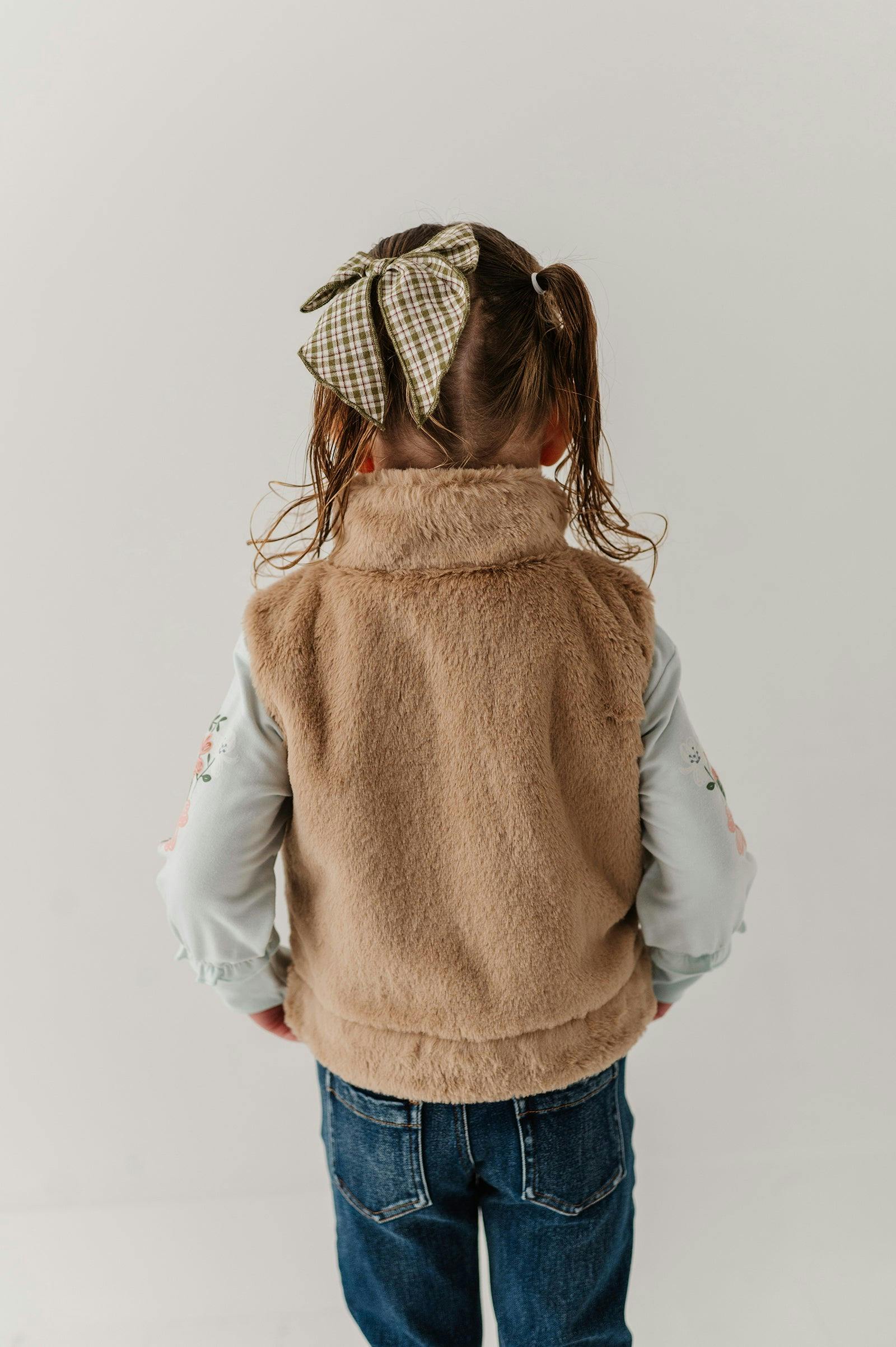 Girls Fur Vest in Beige