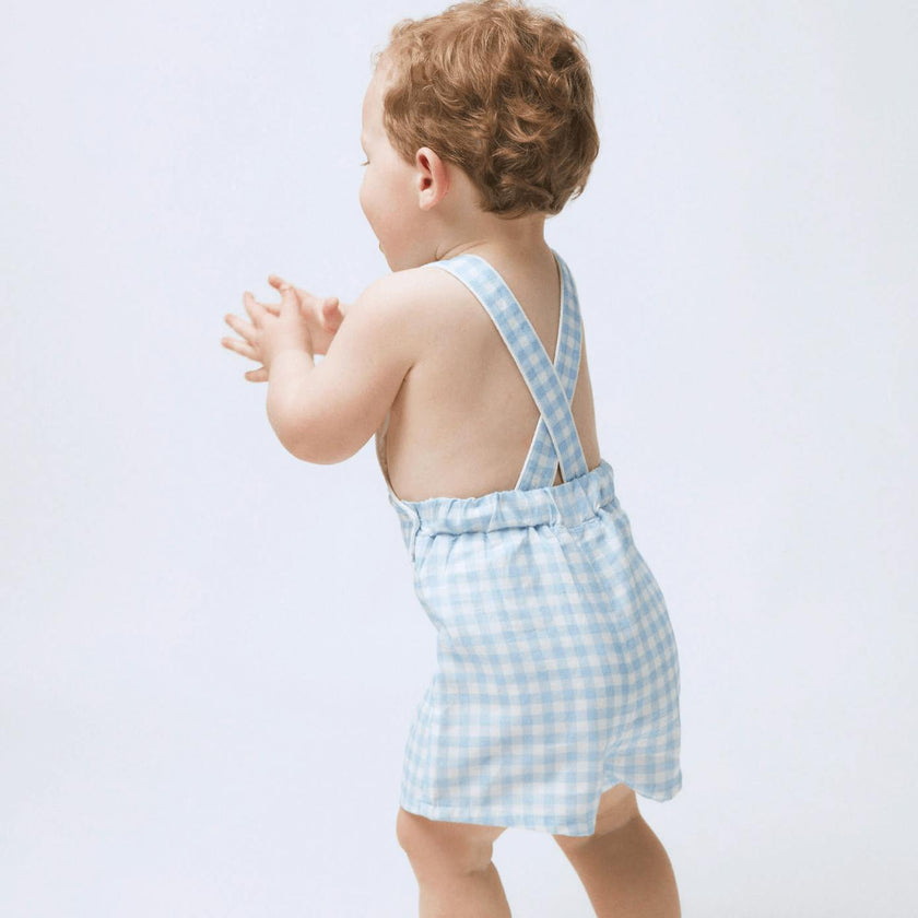 baby boys oasis blue gingham overall
