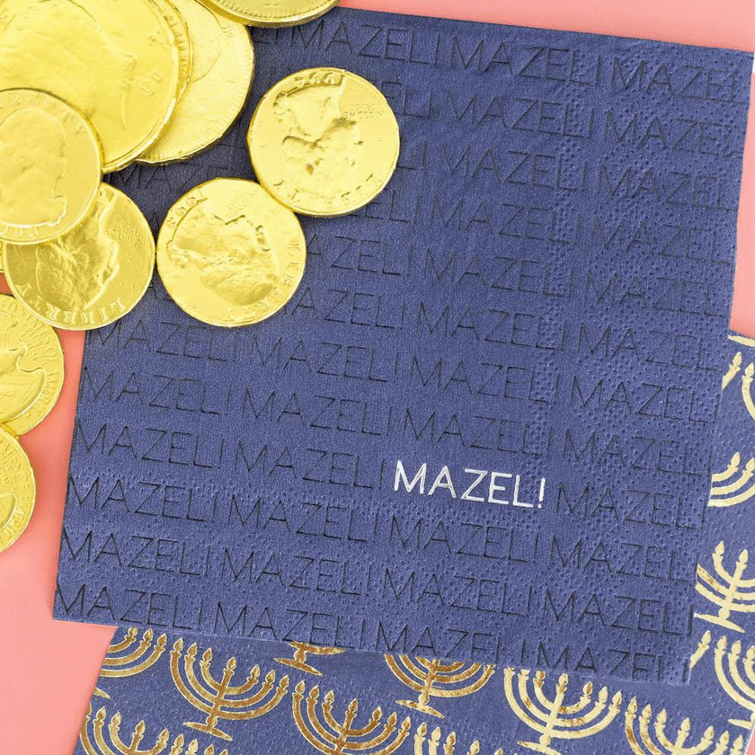 Navy "Mazel" Cocktail Napkins