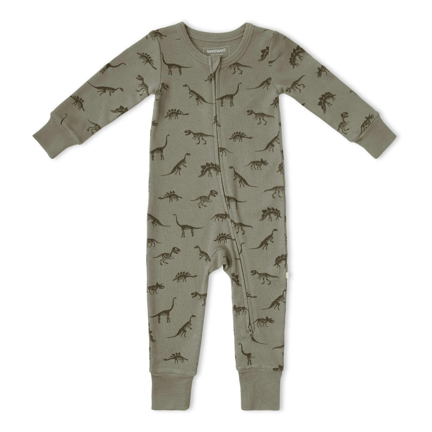 Organic 2-Way Zip Romper - Dinos