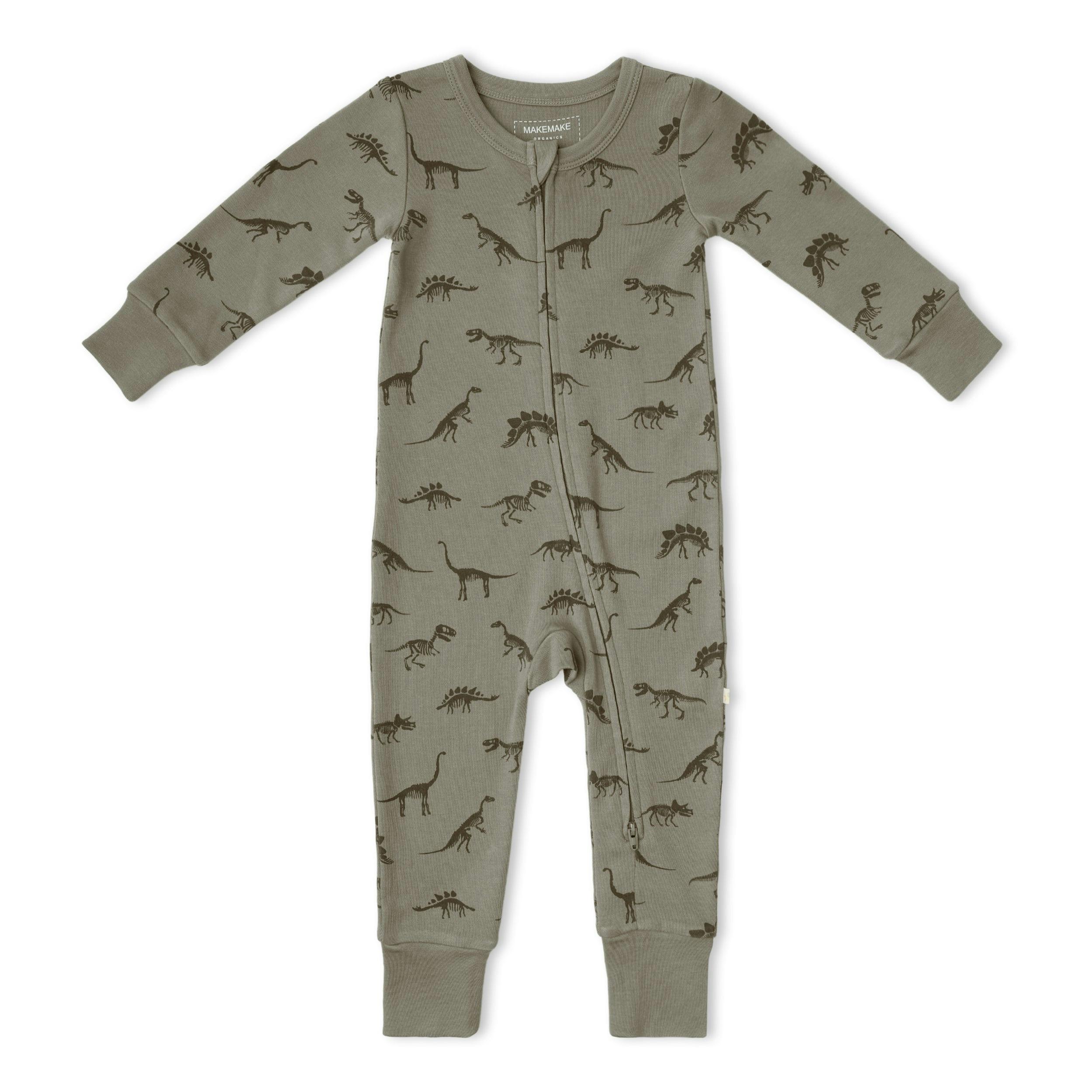 Organic 2-Way Zip Romper - Dinos
