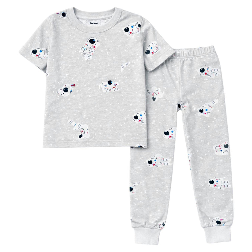 Kids and Toddlers Boys Astronauts Shorts Sleeve Snug Fitted Soft Pajamas Set