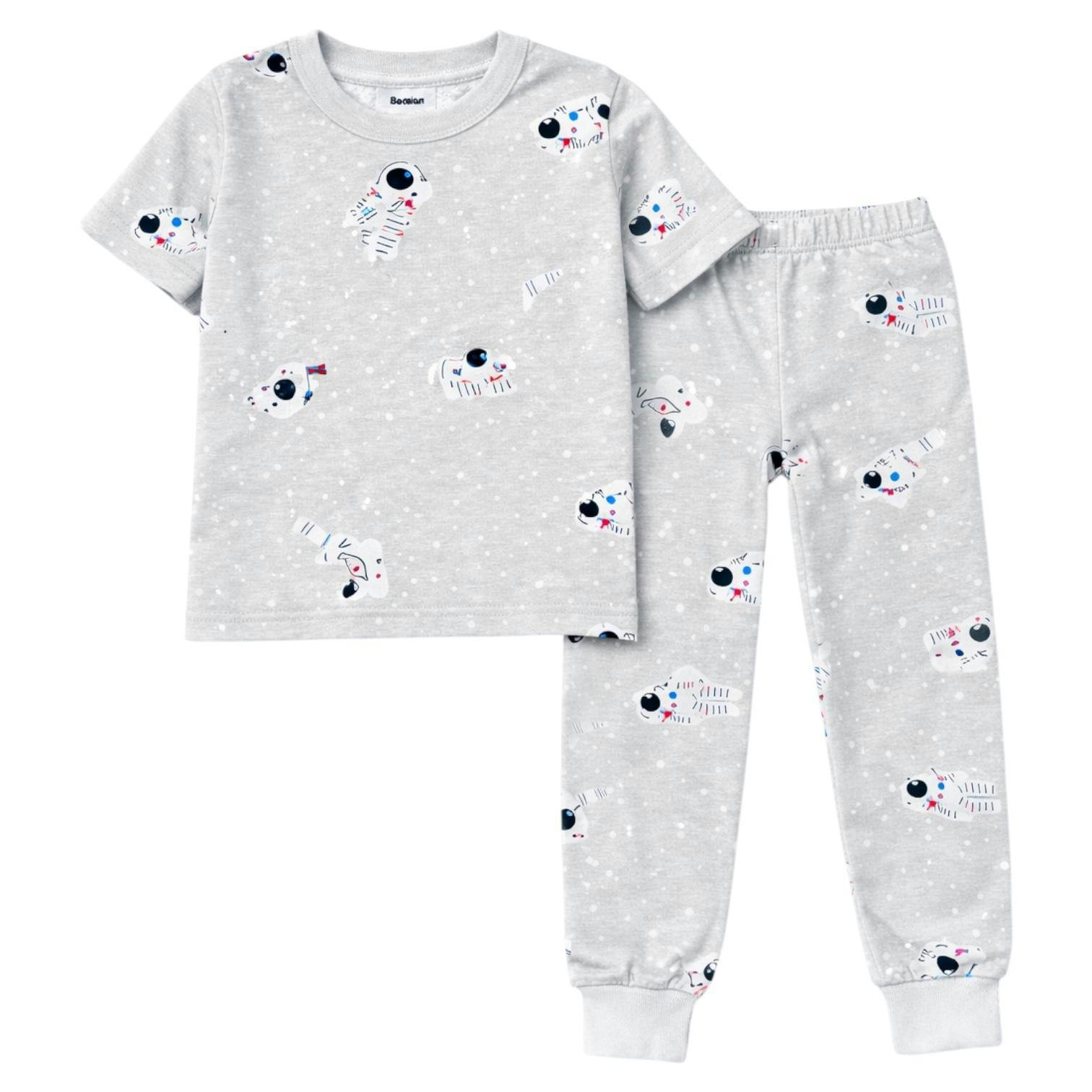 Kids and Toddlers Boys Astronauts Shorts Sleeve Snug Fitted Soft Pajamas Set