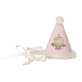 ONE Party Hat with Birthday Cake Embroidery - Pink