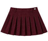 Jane Merlot Corduroy Pleated Skort