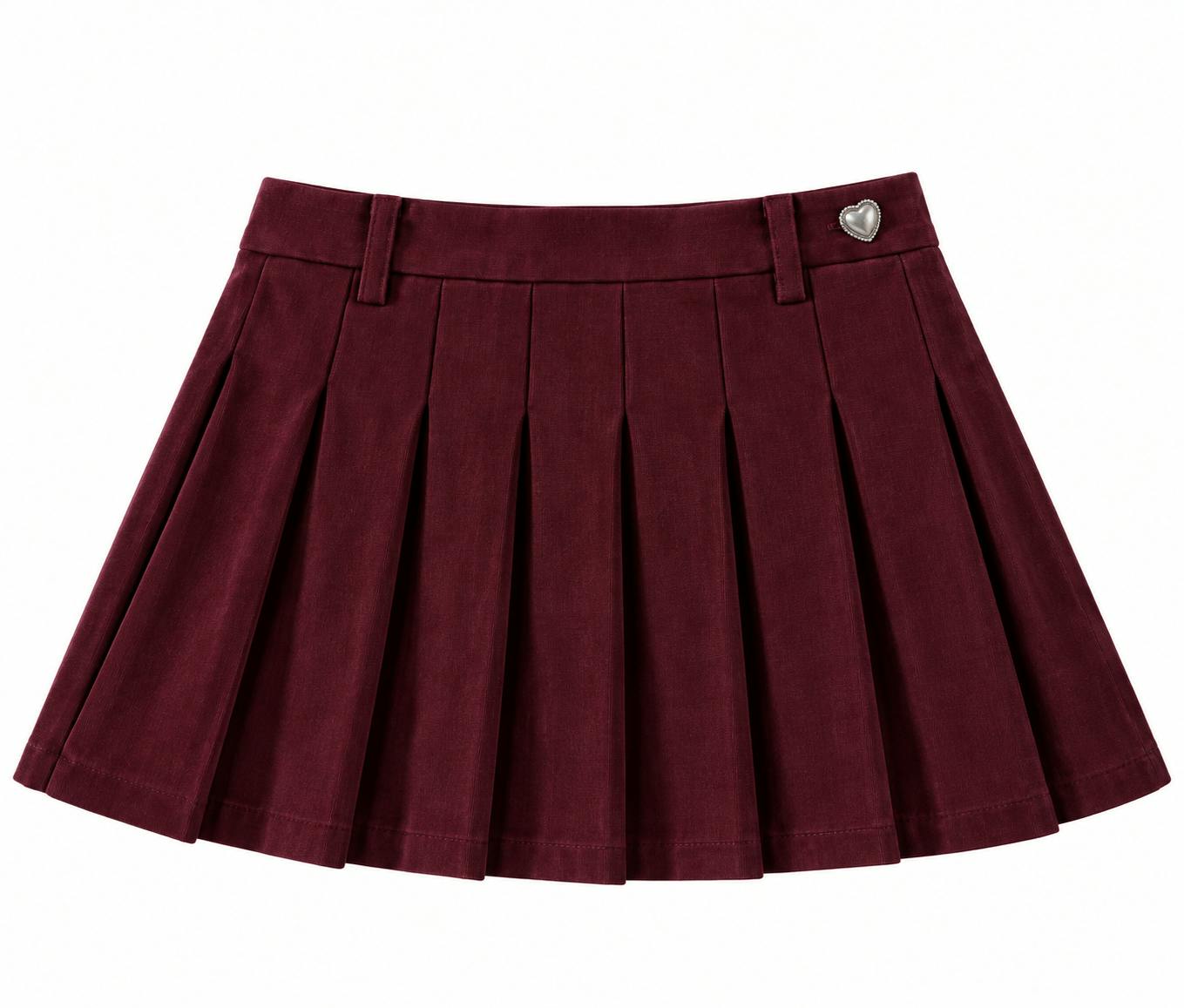 Jane Merlot Corduroy Pleated Skort