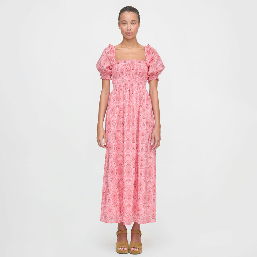 The Scarlett Nap Dress - Pink Palm Ikat