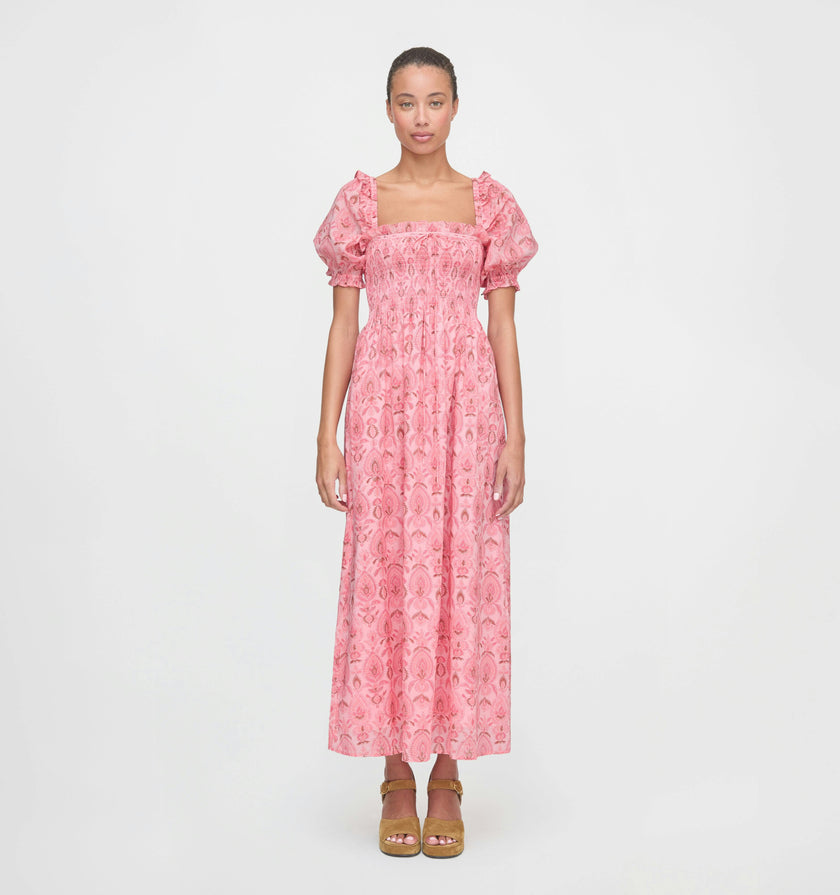 The Scarlett Nap Dress - Pink Palm Ikat