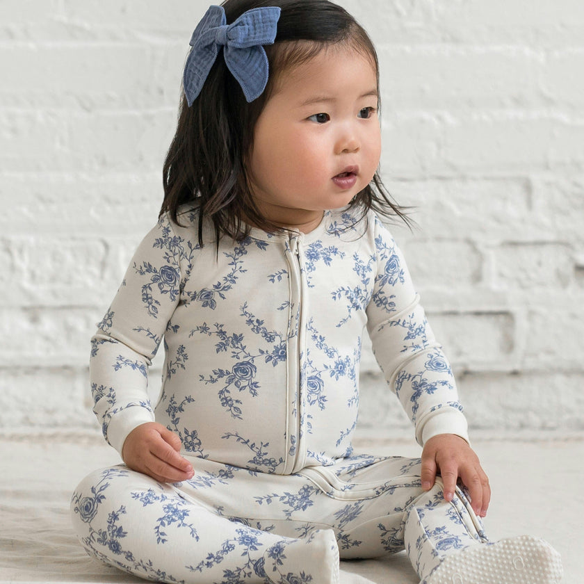 Peyton Zipper Sleeper Wave Stripe / Rain