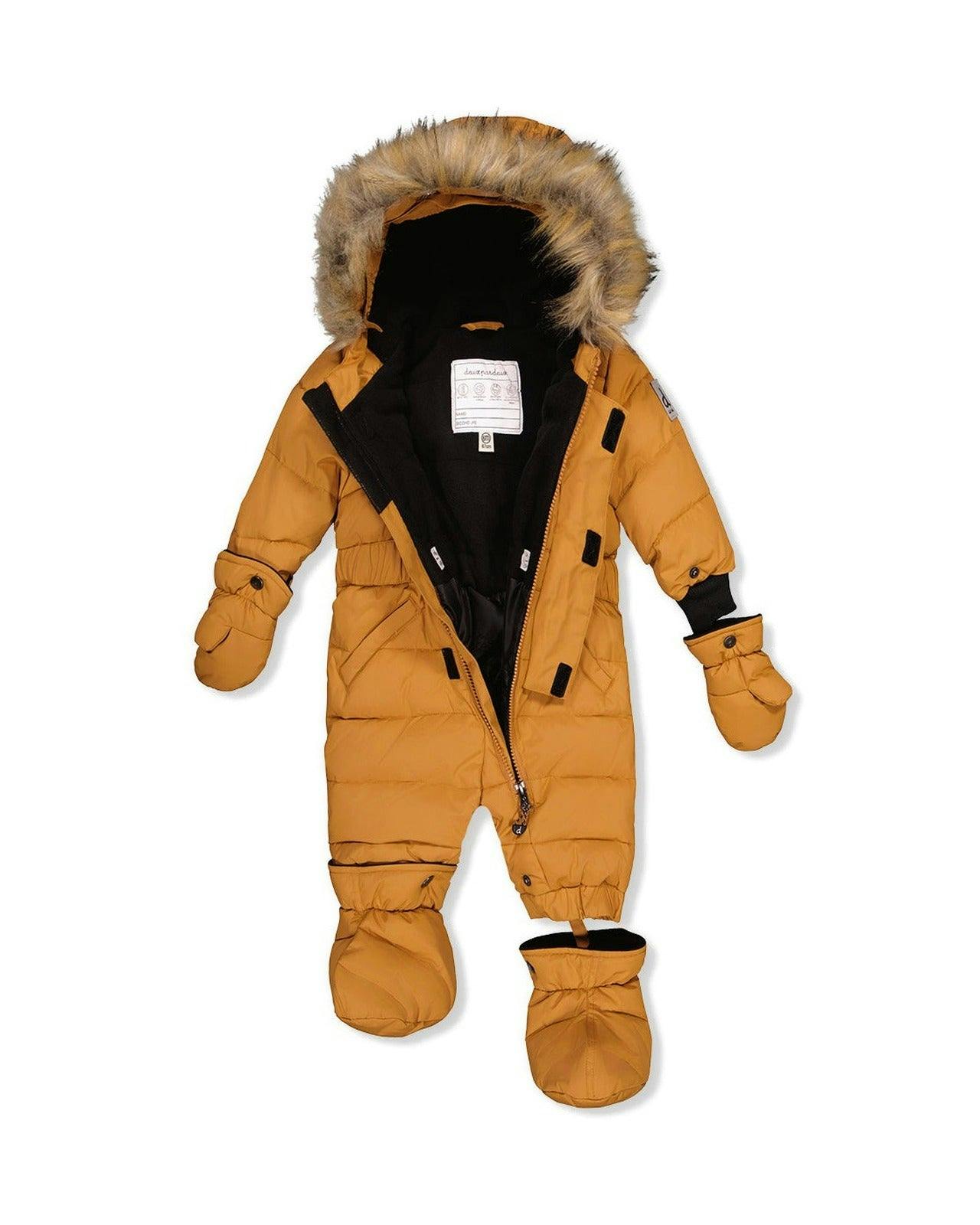 Baby Original One Piece Puffy Snowsuit With Removable Mittens And Boots Brown Sugar