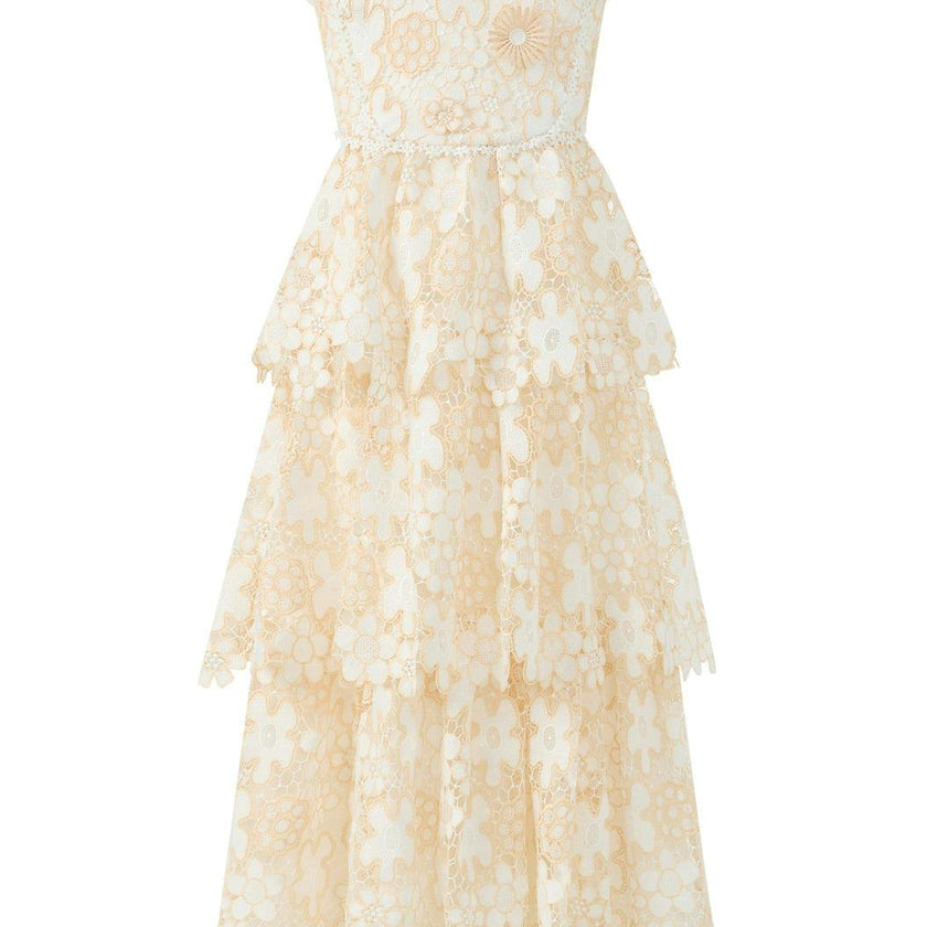 Haley Embroidered Frill Maxi Dress