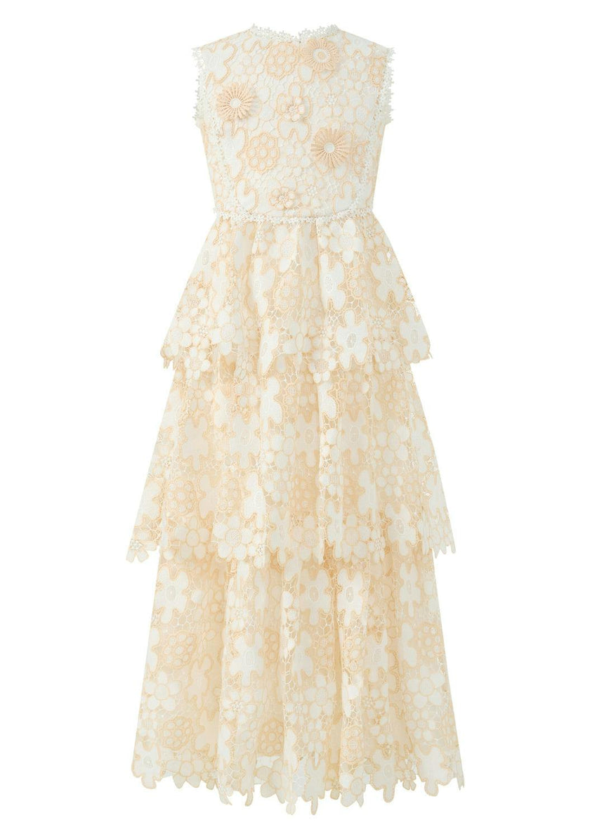 Haley Embroidered Frill Maxi Dress