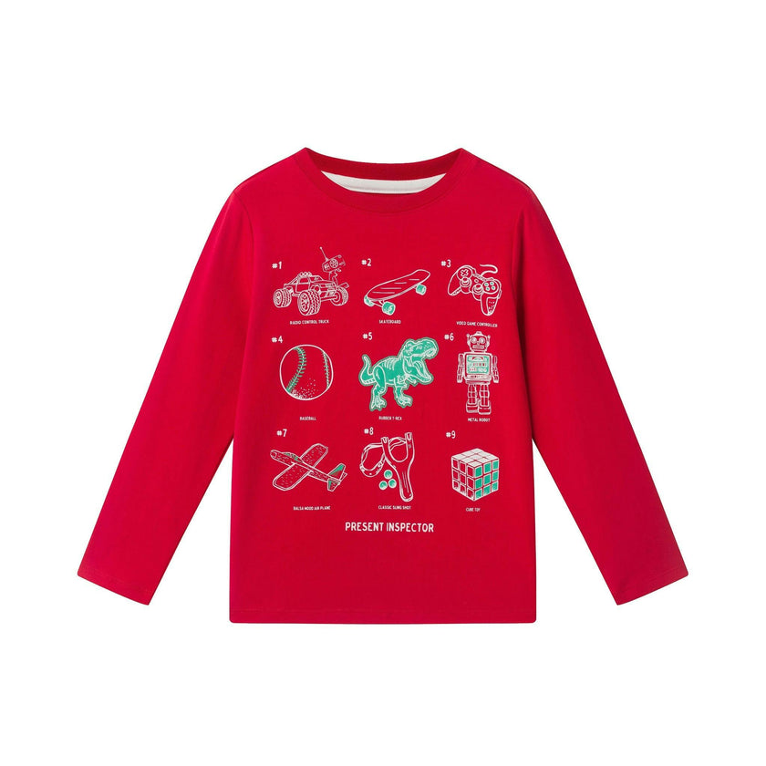 Long Sleeve Holiday Graphic Tee | Present Inspector