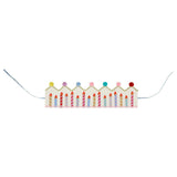 Packed Party Birthday Wishes Reusable Glitter Pom Pom Crown - Metallic Fabric Birthday Candle Crown with Multicolor Poms and Adjustable Satin Ties