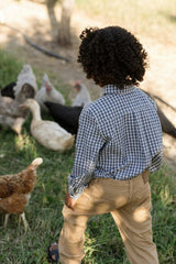 Boys John Shirt in Prussian Blue Plaid
