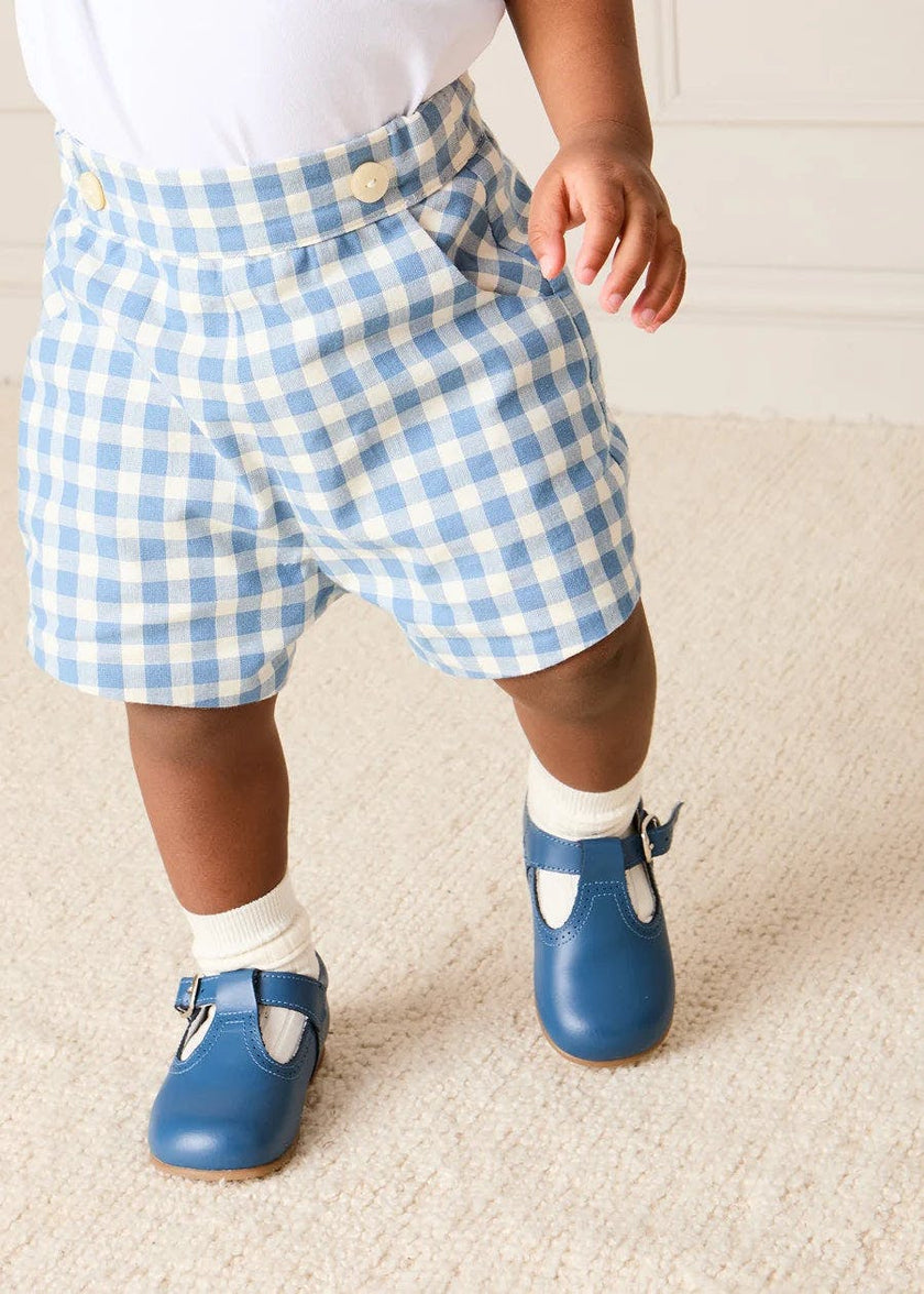 Darby Gingham Button Detail Bloomers in Blue (3mths-3yrs)