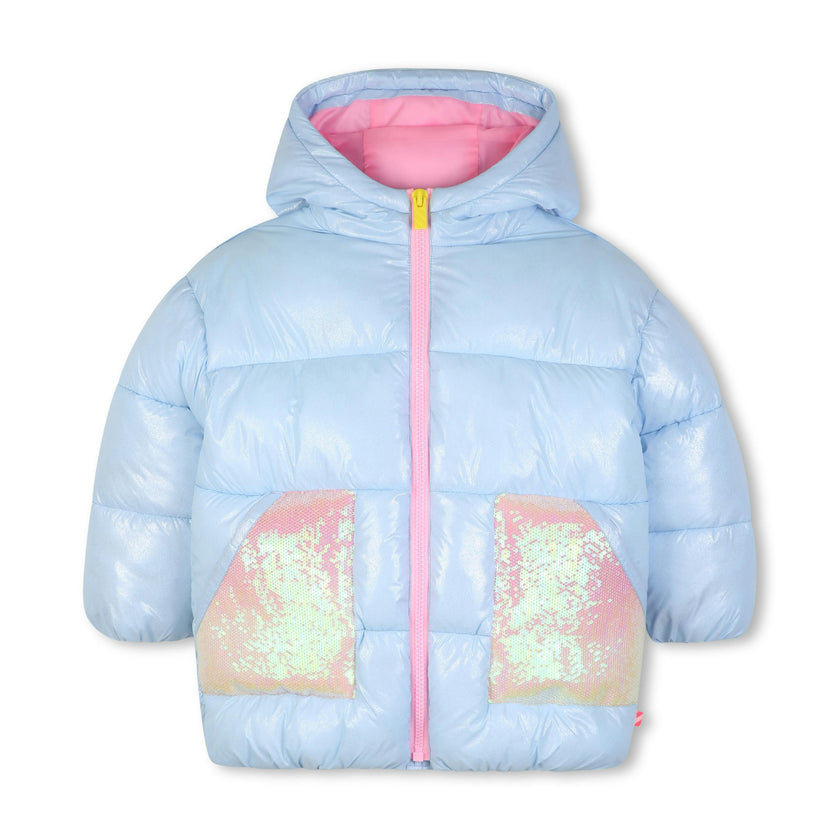 Blue Sequin Pocket Puffer