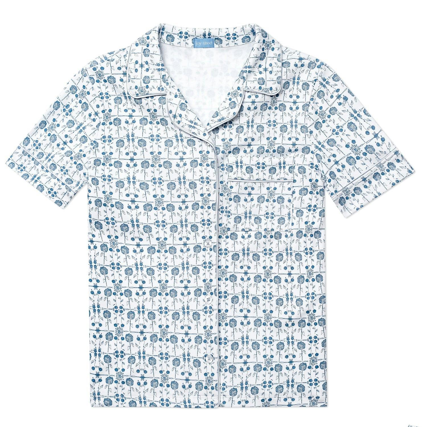 Hydrangeas Women’s Button Front Short Pajama Set