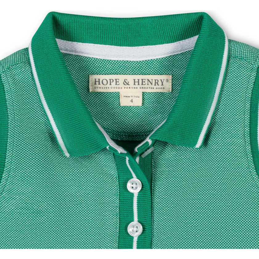 Organic Sleeveless Pique Polo Dress, Green