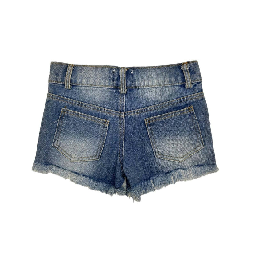 Crystal Frayed Hem Denim Short