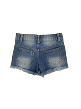 Crystal Frayed Hem Denim Short