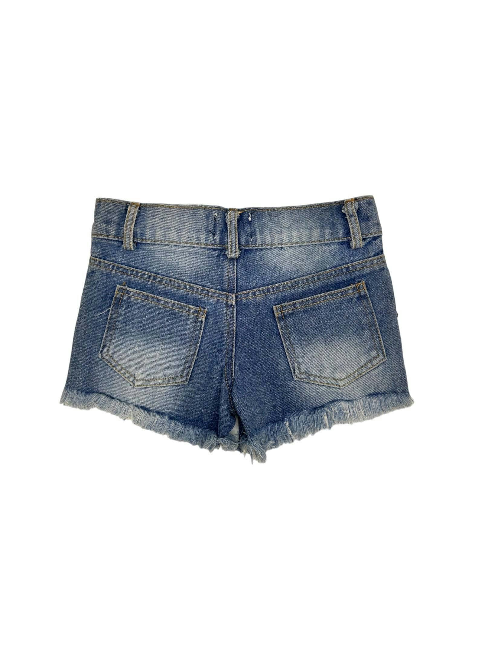 Crystal Frayed Hem Denim Short