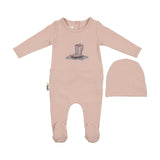 Rain Boot Print Footie and Beanie Set