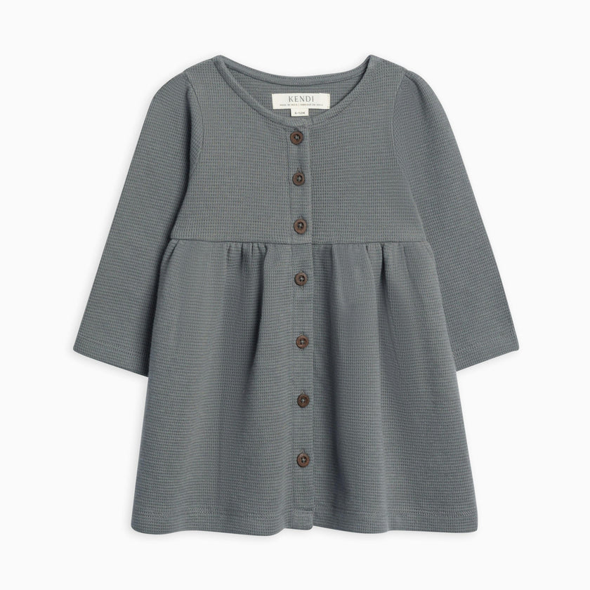 Arden Waffle Knit Button Front Dress Purple