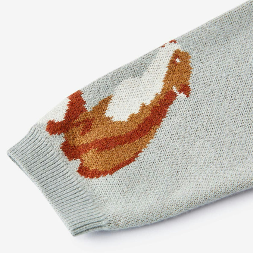 Knitted Birdseye Jacquard Hooded Jumpsuit