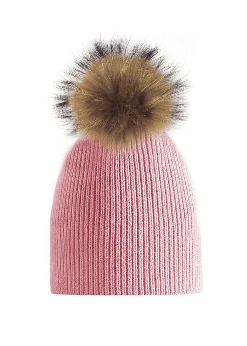 Knitted Wool Hat With A Genuine Fur Pom (TikTok)
