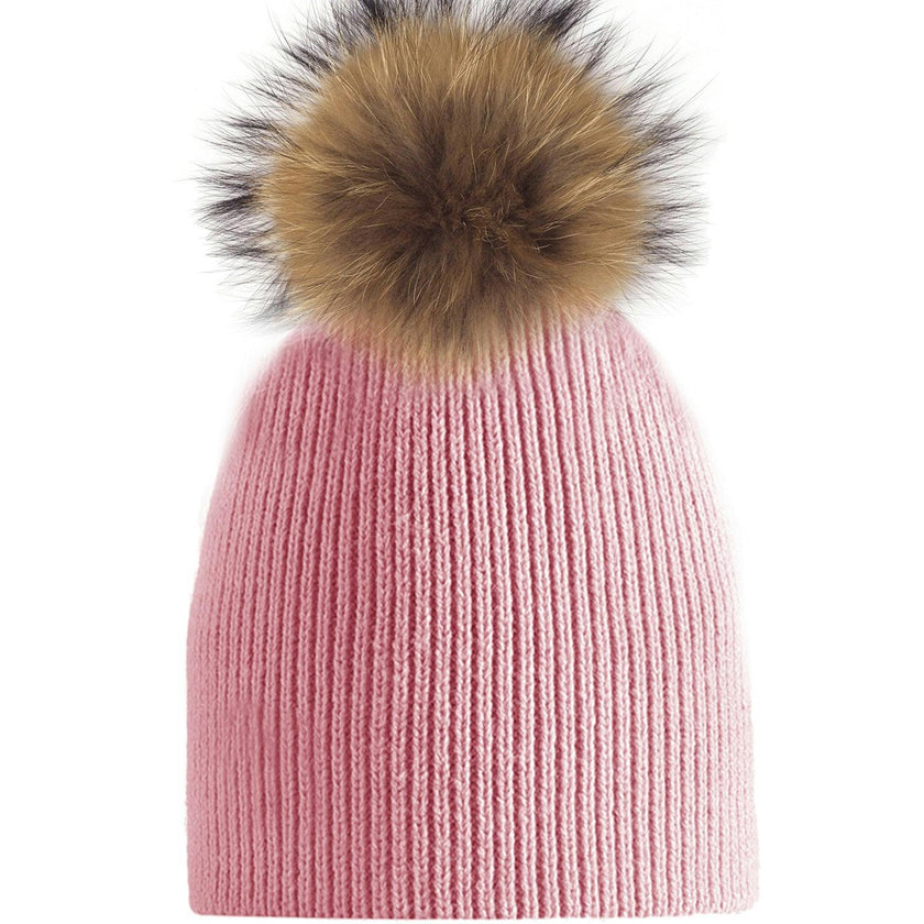 Knitted Wool Hat With A Genuine Fur Pom (TikTok)