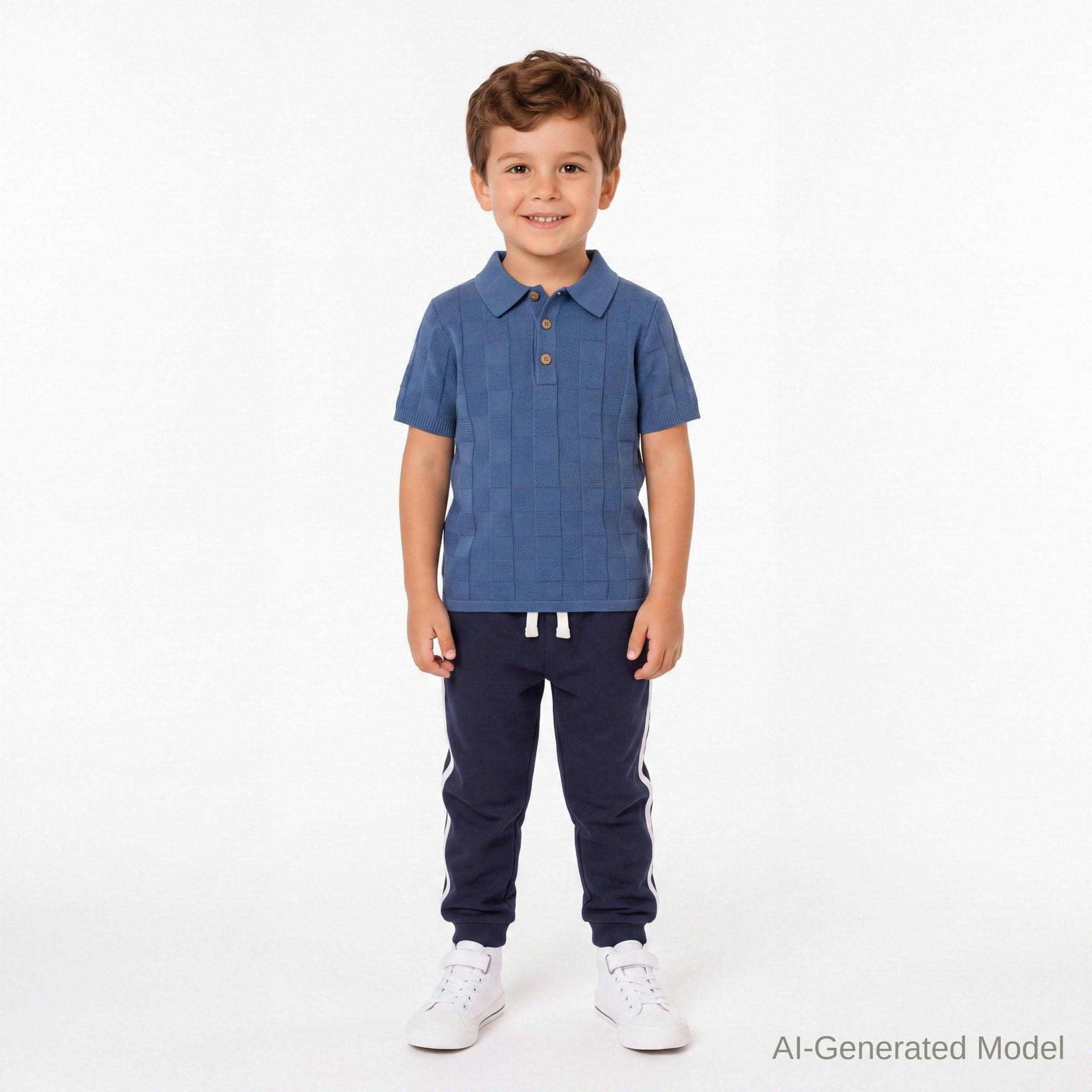 Boys Sweater Knit Polo | Tonal Checker