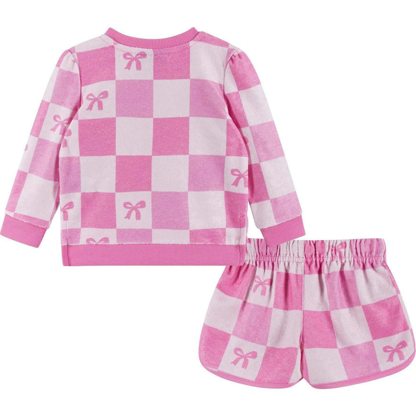 Infant Girls Terry Set | Checkered Bow