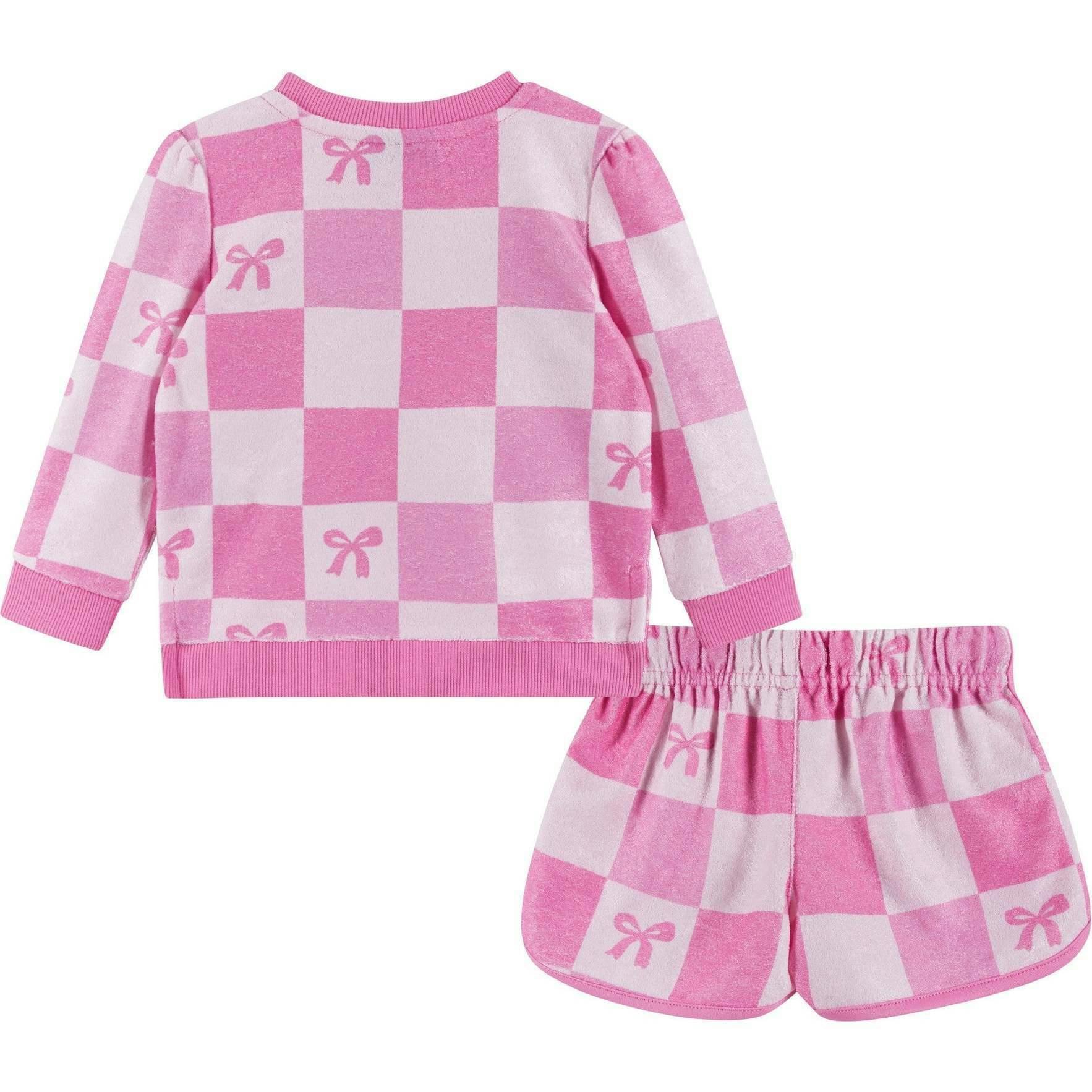 Infant Girls Terry Set | Checkered Bow