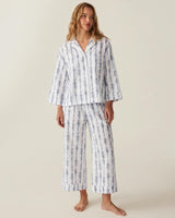 The Olivia Wide Leg Pima Pajama Set in Navy Mayfair Toile