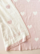 Heart I Love You Blanket and Bunny Rattle Gift Set