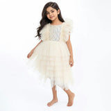 Snowdrop Ivory Tiered Tulle Flower Girl Dress for Girls