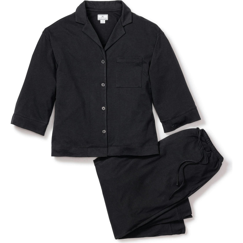 The Olivia Wide Leg Pima Pajama Set in Periwinkle Stripe