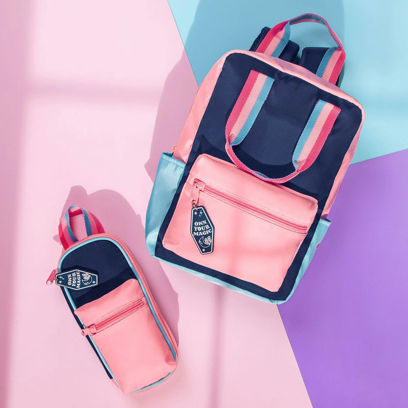 Style.Lab: Harlow Colorblock Backpack Pouch Set - Navy & Pink