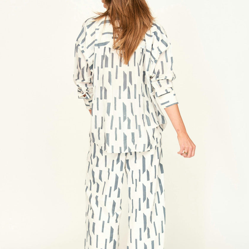 Kyoto Shirt in White Rainfall